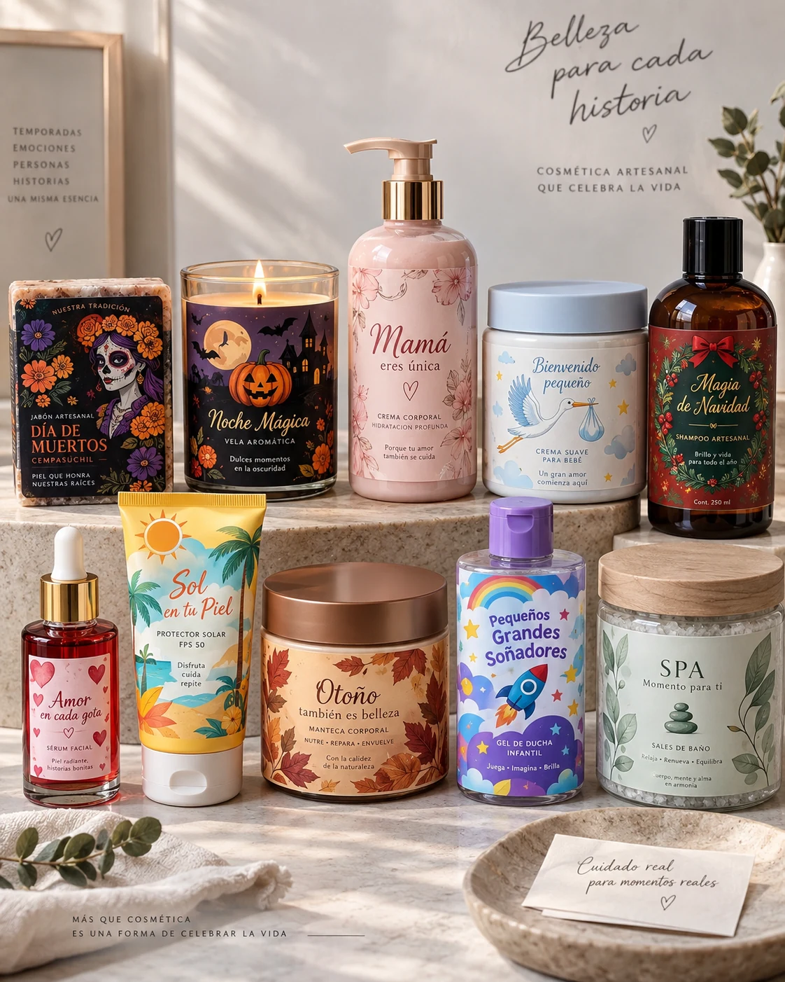Colección de etiquetas para cosmética artesanal